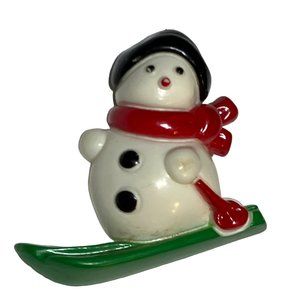 Avon Christmas Skiing Snowman Lapel Pin